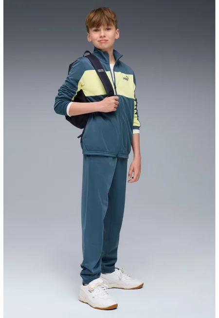 Спортен екип с цип и лого - Тъмносин/Шам фъстък зелено