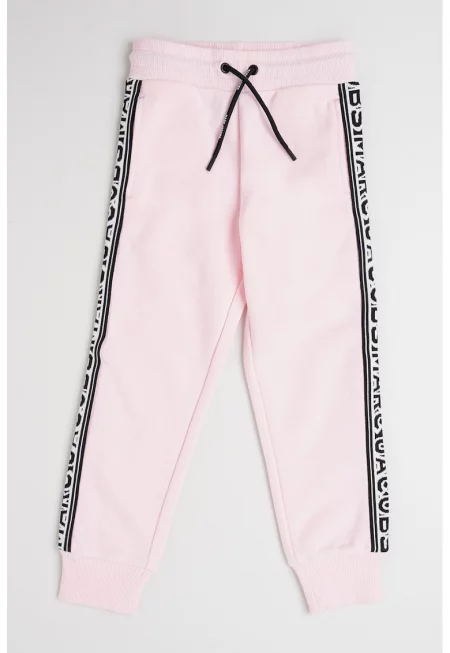 Спортен панталон с лого - Бял/Черен/Пастелнорозов