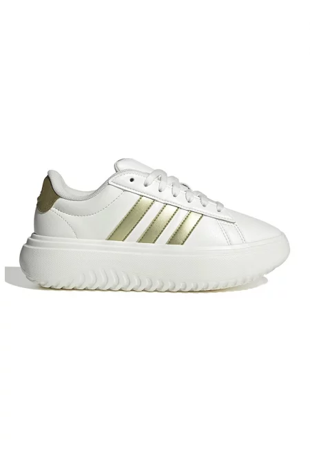 Спортни обувки Grand Court от еко кожа с равна платформа - Бял/Златист