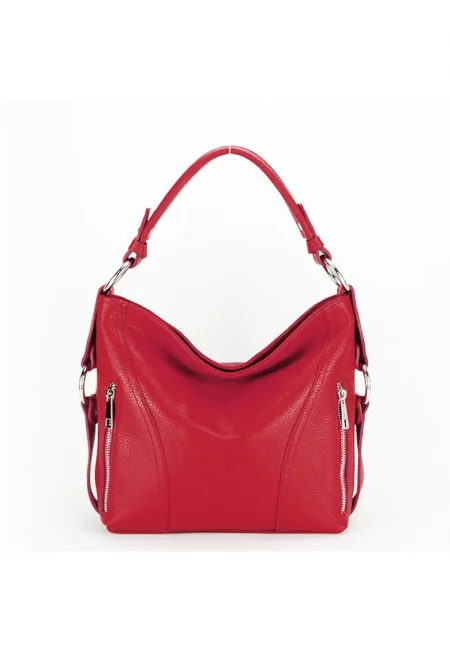 Средна чанта от естествена кожа 8931 124 Червена 14537 - Червен