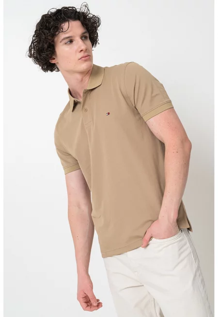 Стандартна тениска с яка - Кафяв/Бежов