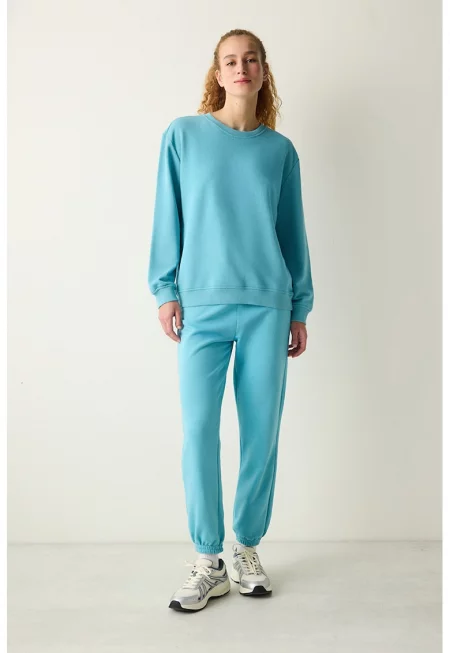 Свободен суитшърт с рипсени маншети