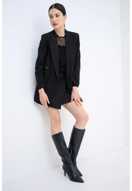 Свободно сако с копчета - Черен