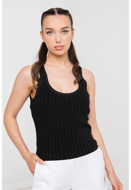 Танк топ с рипс - Черен