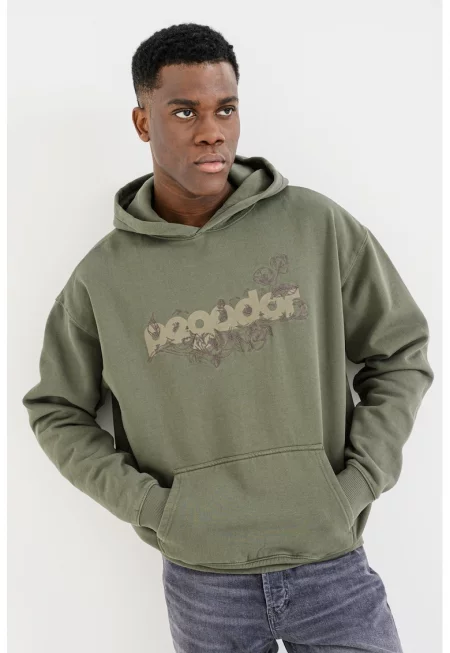 Тениска с овално деколте и графика - Аква зелено