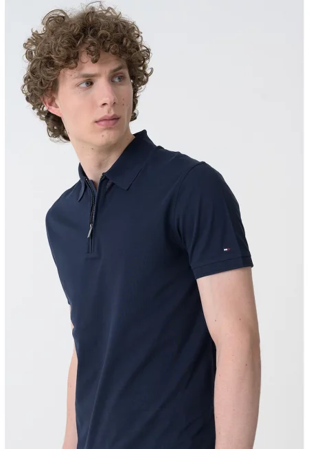 Тениска с яка - Тъмносин