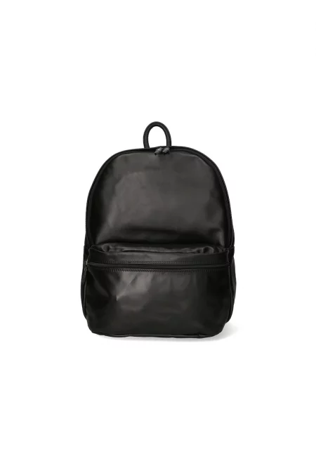 Унисекс кожена раница с външен джоб - Черен