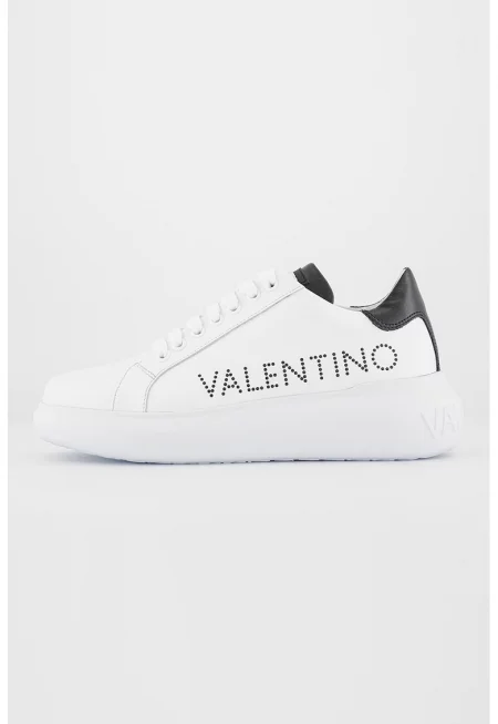 Унисекс кожени спортни обувки с лого - Бял/Черен