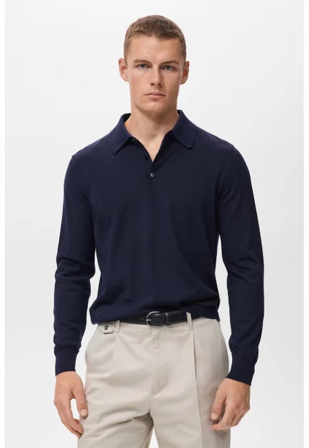 Вълнена фина блуза с яка