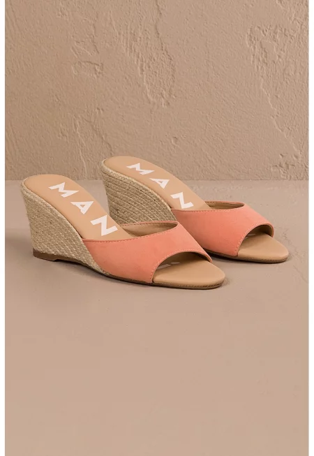 Велурени скосени чехли - Светло оранжево