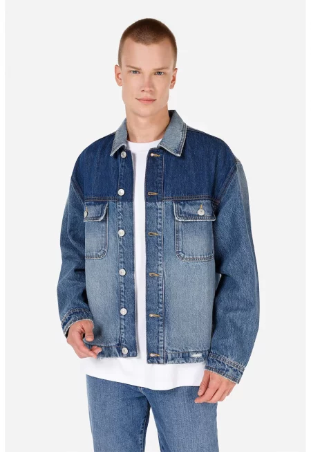 Яке от деним с паднали ръкави - Прашно синьо