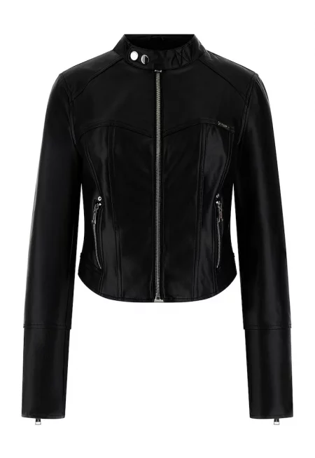 Яке от еко кожа с джобове с цип