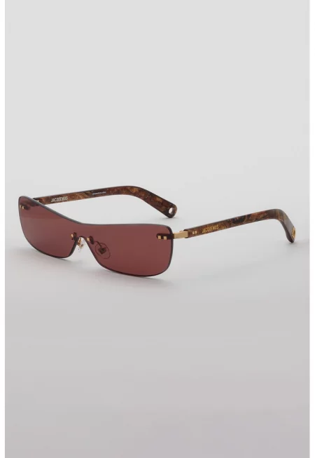 Застъпени слим слънчеви очила - Златист/Кафяв