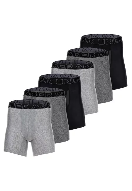 Боксерки с лого - 6 чифта - Сив/Избеляло черно