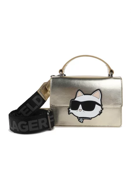 Чанта през рамото с лого - Златист/Черен