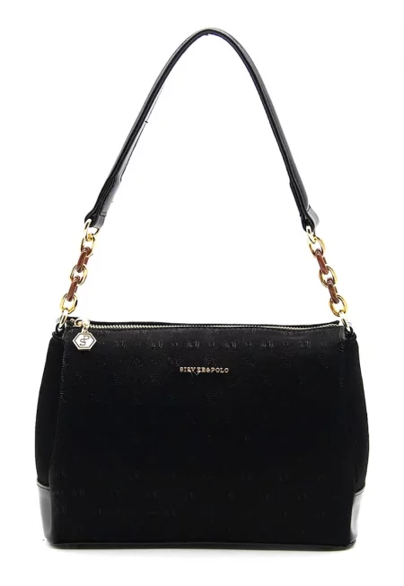 Чанта с метално лого - Черен