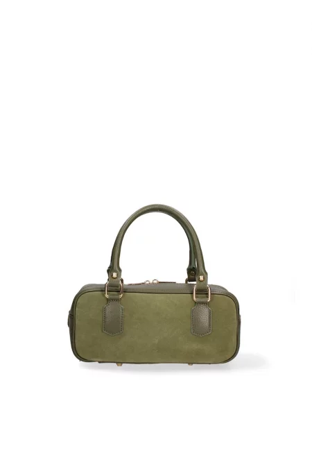 Чанта Seraphina Elite от велур и кожа - Тъмнозелен