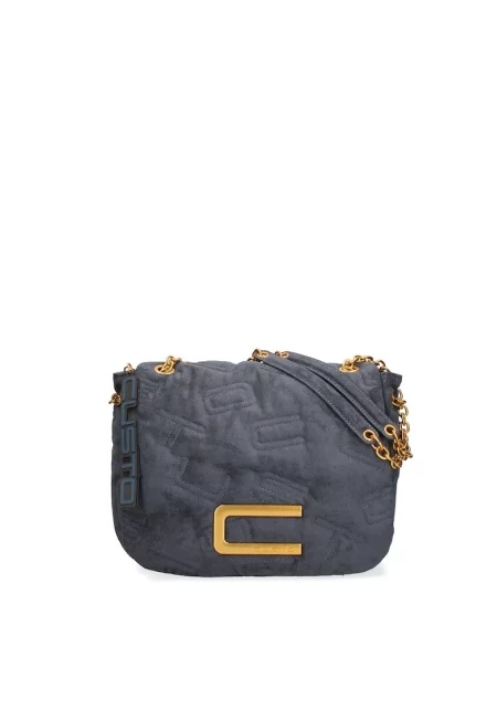 Чанта за рамо от еко кожа - Прашно синьо