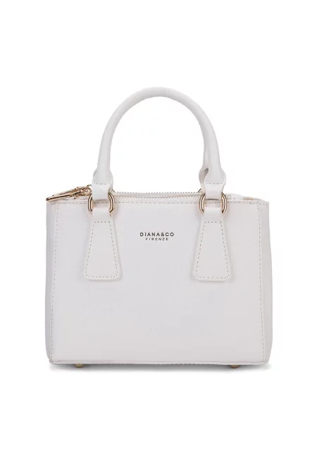 Чанта за рамо от еко кожа с лого - Бял