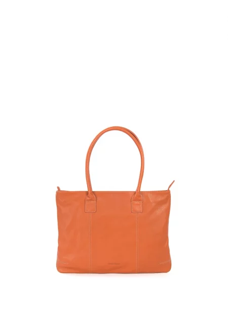 Чанта за рамо от кожа - Оранжев