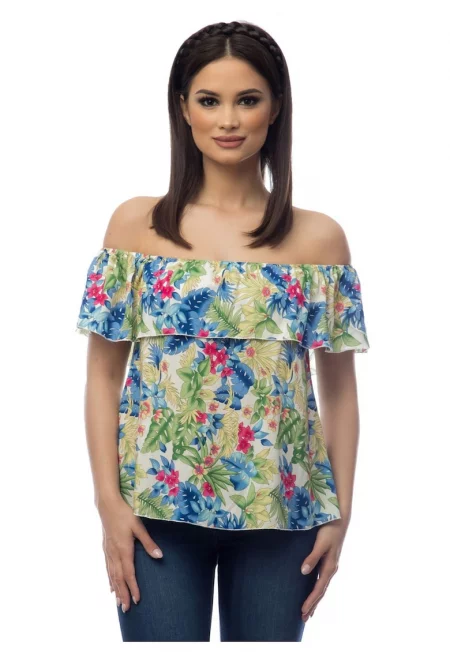 Дамска пъстра блуза с флорални мотиви