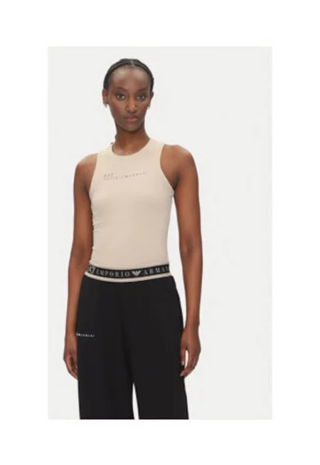 Дамска тениска - Emporio Armani  бежова - полиамид и еластан - Бежов