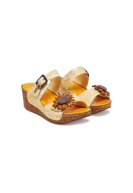 Дамски джапанки - DINO 31 -  Естествена кожа - Жълти - Жълт