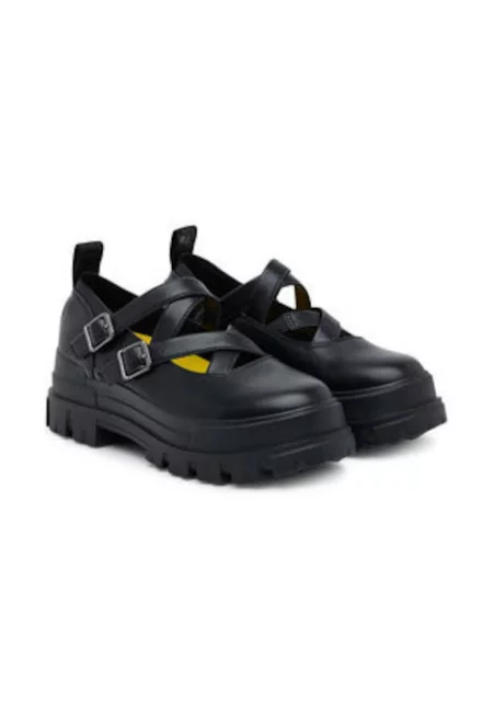 Дамски обувки на платформа -  екологична кожа - тъмносин