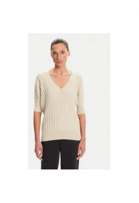 Дамски пуловер  251-MINSPI - Вискоза/Полиамид - Бежов - Бежов