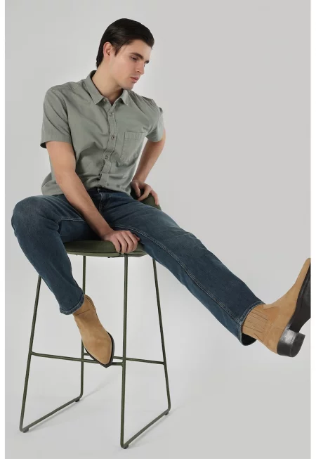 Дънки 045 David със средна талия - Тъмносин