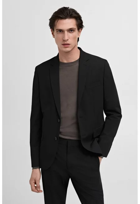 Едноцветно слим сако - Черен