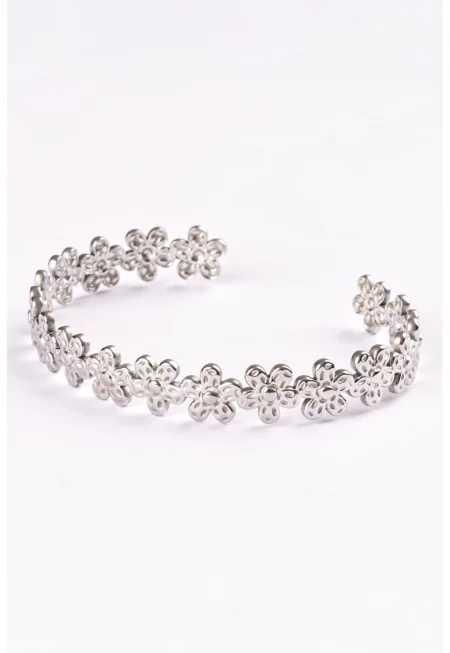 Флорална гривна тип Bangle от неръждема стомана