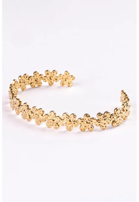 Флорална гривна тип Bangle от неръждема стомана