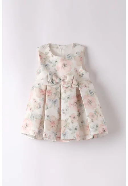 Флорална рокля без ръкави - Пастелнорозов/Бледозелен/Мръснобял