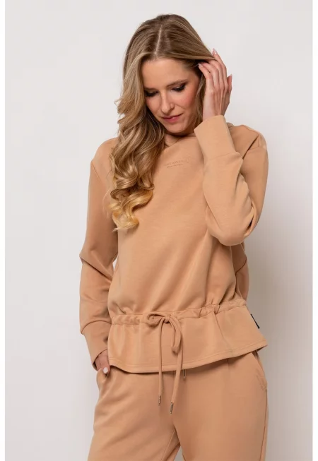 Худи с модал Sejla тип пеплум - Бежов