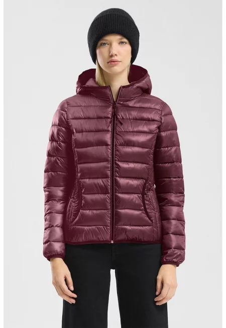 Капитонирано зимно яке с качулка - Бордо