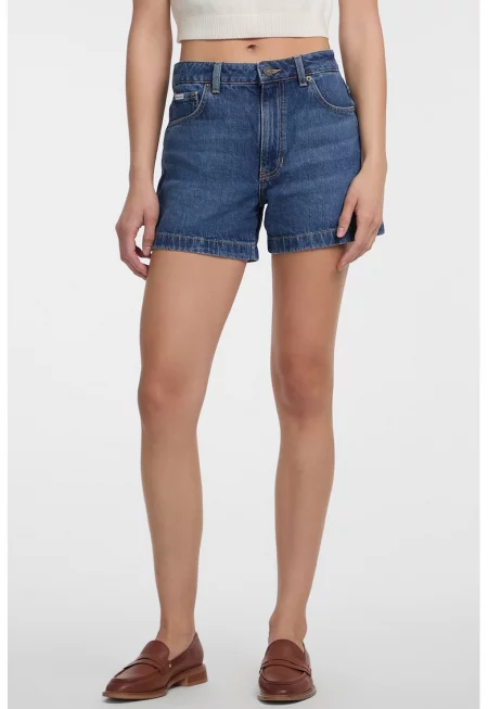 Къс панталон от деним - Син меланж