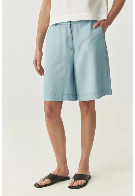 Къс панталон от лиосел с ефект на деним - Пастелносин