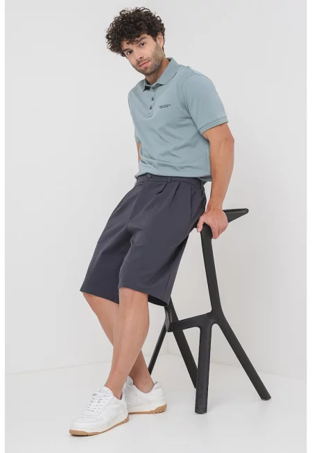 Къс панталон с набирания - Tъмносив