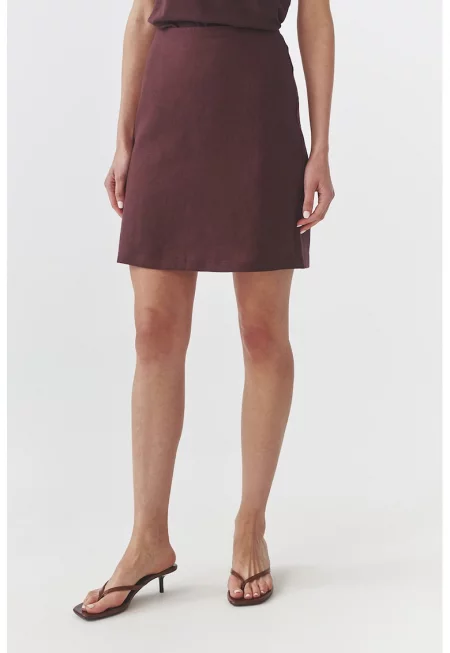 Къса ленена пола Gerdis - Бордо