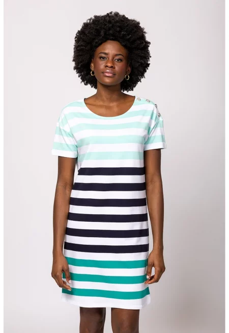 Къса свободна рокля Vuol - Черен/Бледозелен/Бял