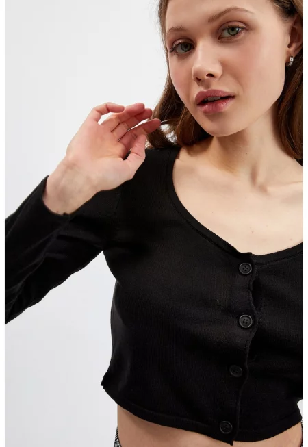 Къса жилетка с овално деколте