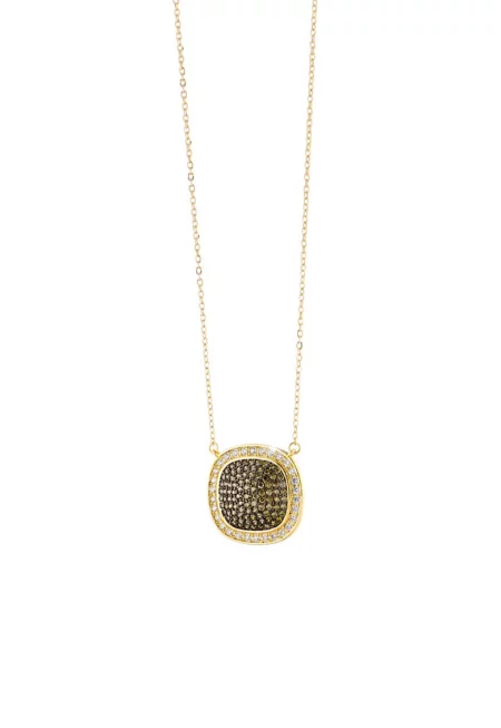 Колие с 18K злато и висулка с циркони