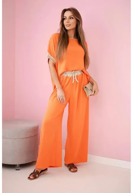 Комплект дрехи със свободна кройка и декоративни гарнитури - Един размер