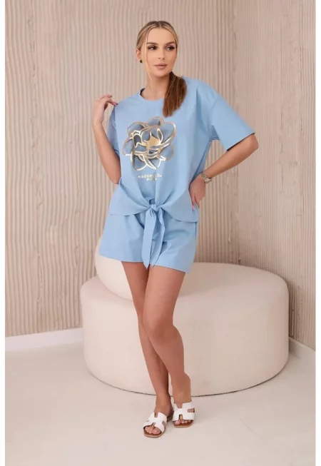 Комплект с принт new punto блузка и къси панталони 29117