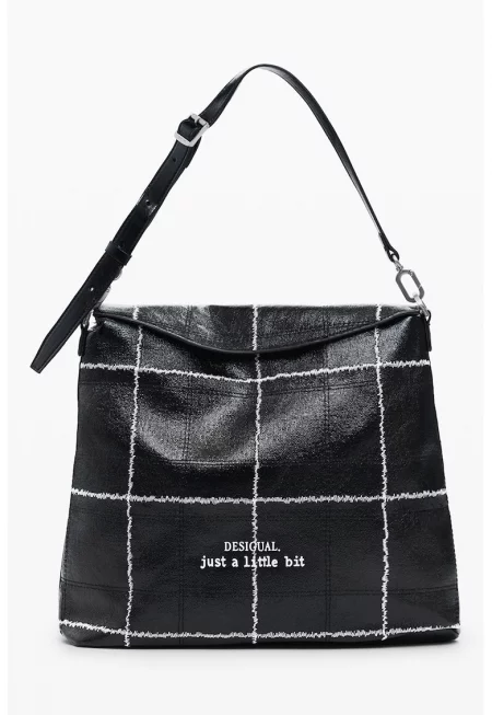 Конвертируема раница с каре - Бял/Черен