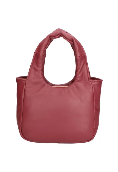 Кожена чанта 24175 с отделяща се презрамка - Тъмночервен