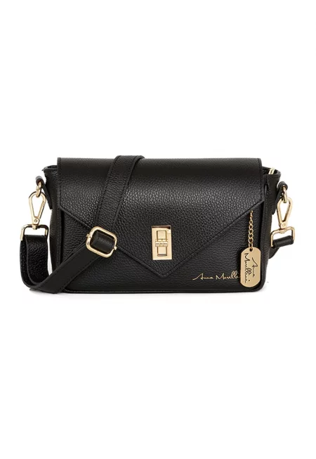 Кожена чанта през рамо с метална система