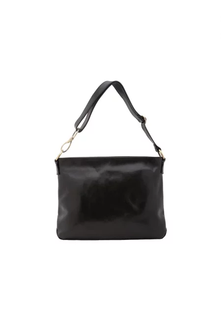 Кожена чанта с отделяща се презрамка - Черен