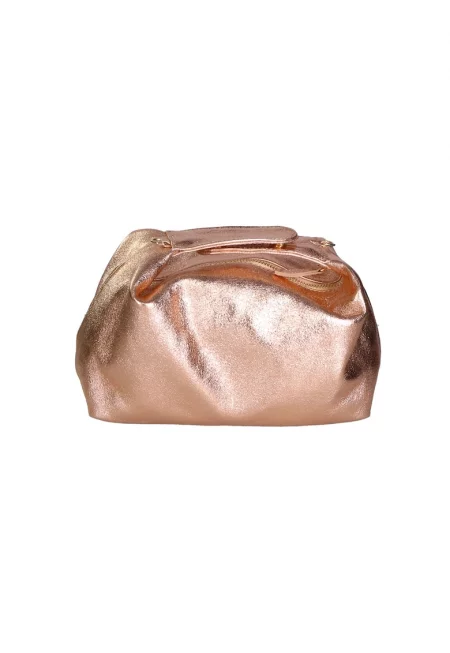 Кожена чанта с отделяща се презрамка с верижка - Розово